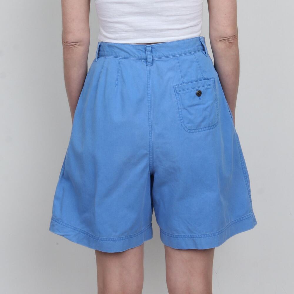 Vintage 90s LizWear Blue Cotton Pleated Long Trouser Shorts 8 - Picture 4 of 8